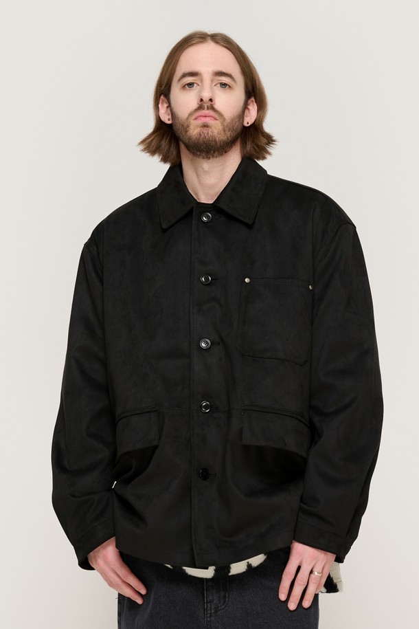 CARGOBROS - 블루종/점퍼 - SUEDE SEMI HALF JACKET (BLACK)