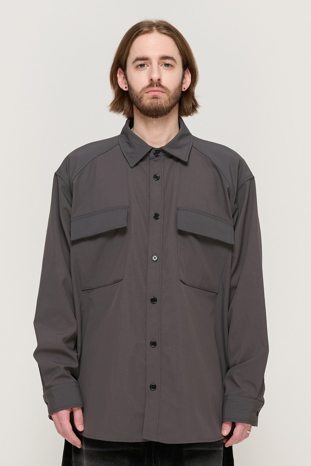 CARGOBROS - 긴팔셔츠 - TWO POCKET NYLON NAPPING SHIRT (CHARCOAL)