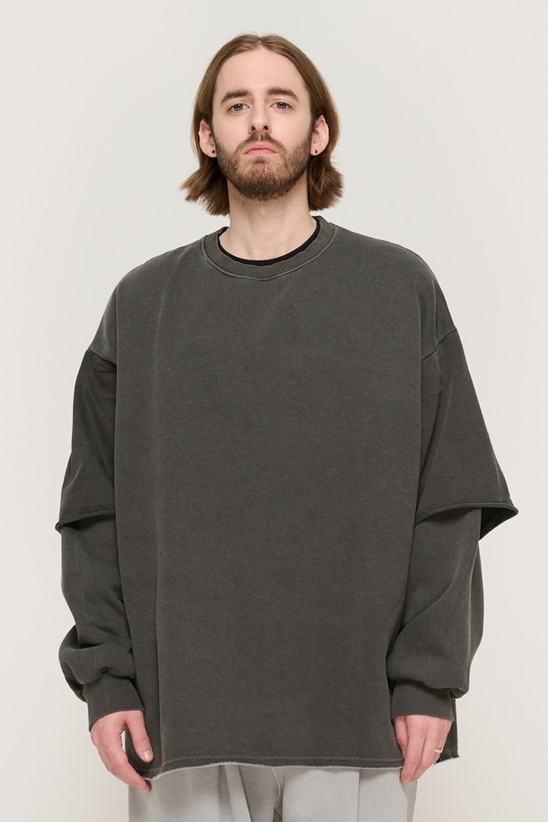 CARGOBROS - 스웨트셔츠 - PIGMENT WASHED LAYERED MTM (CHARCOAL)