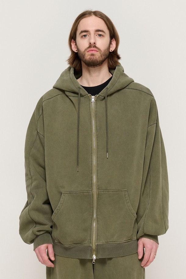 CARGOBROS - 후디 - PIGMENT DYING HOOD ZIP-UP (KHAKI)