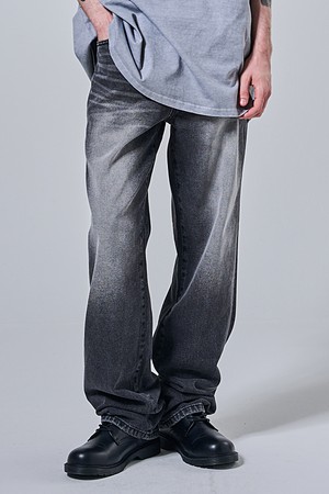 세미 블랙 와이드 데님팬츠 (흑청)