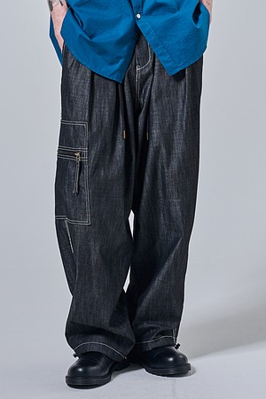 시머트리 벌룬 카고 데님팬츠 (흑청)
