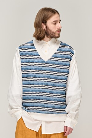 CB STRIPE KNIT VEST (BLUE)