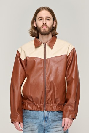 CB COLLAR RACER JACKET (BROWN)