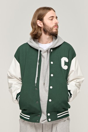 C LOGO CB VARSITY JACKET (GREEN)