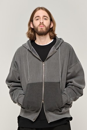 CB PIGMENT PADDED OVER HOOD ZIP UP (CHARCHOL)