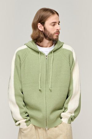 CB LINE ZIP UP HOOD KNIT (GREEN)