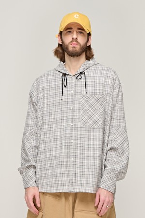 CB CHECK HOOD SHIRT (BLACK)