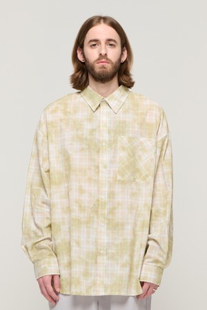 CB TIE-DYE WASHED CHECK SHIRT (GREEM)