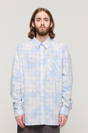 CB TIE-DYE WASHED CHECK SHIRT (BLUE)