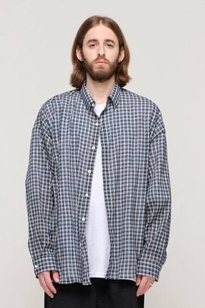 CB PLAID WRINKLE CHECK SHIRT (NAVY)