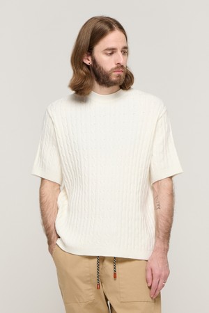 CB CABLE ROUND TWISTED KNIT SHORT SLEEVE (IVORY)