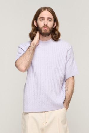 CB CABLE ROUND TWISTED KNIT SHORT SLEEVE (PURPLE)