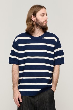 CB STRIPE ROUND HALF KNIT (NAVY)