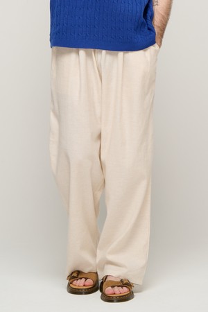 CB LINEN BANDING UNISEX WIDE PANTS (IVORY)