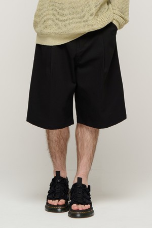 CB BERMUDA ONETUCK COTTON PANTS (BLACK)