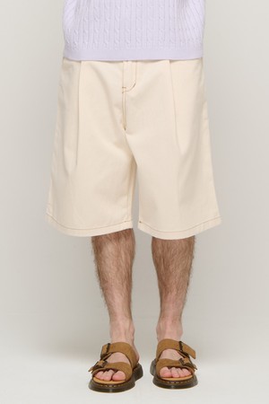 CB BERMUDA ONETUCK COTTON PANTS (CREAM)