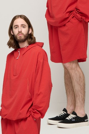 CB SEERSUCKER HALF ANORAK WIND SET-UP (RED)