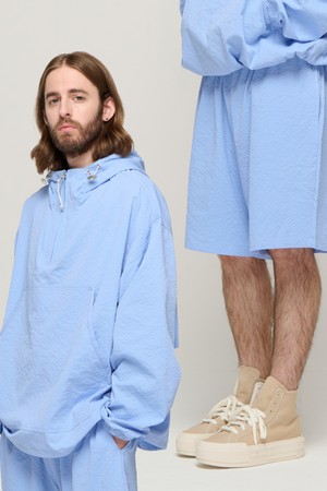 CB SEERSUCKER HALF ANORAK WIND SET-UP (SKYBLUE)