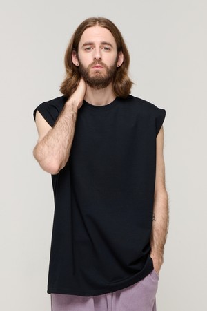 CB SLEEVELESS COOL AIR LAYERED TOP (BLACK)