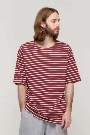 CB MULTI STRIPE SHORT SLEEVE (BURGUNDY)