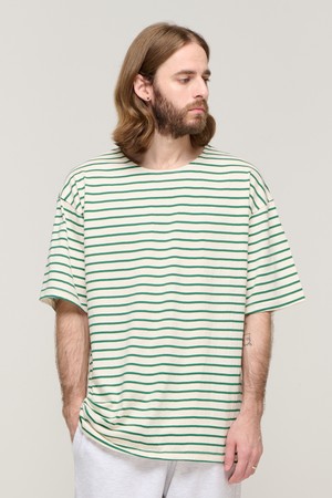 CB MULTI STRIPE SHORT SLEEVE (IVORY/GREEN)