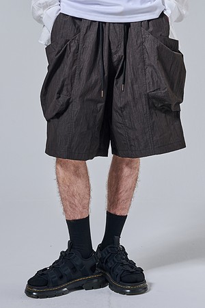 서머 빈티지 와샤 벌룬 와이드 숏팬츠 (차콜)