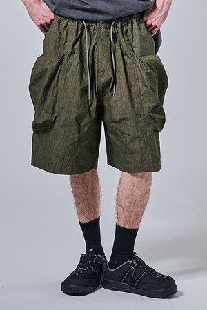 서머 빈티지 와샤 벌룬 와이드 숏팬츠 (카키)