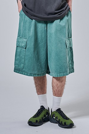 피그먼트 버뮤다 카고스트링 하프팬츠 (그린)