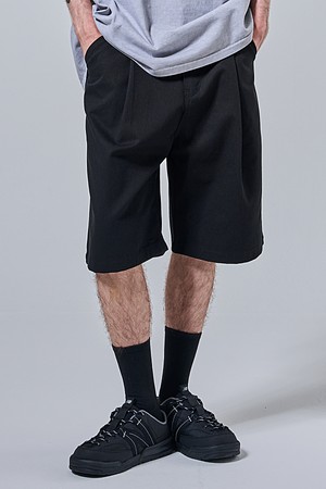 버뮤다 와이드 원턱 하프팬츠 (블랙)