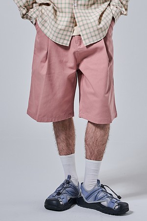 버뮤다 와이드 원턱 하프팬츠 (핑크)