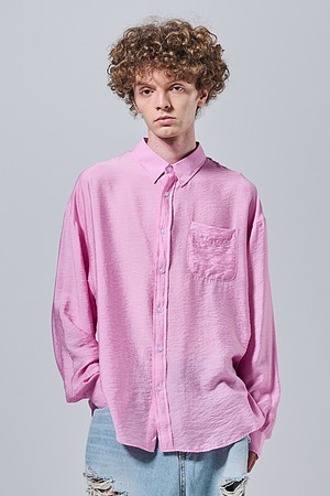 크링클 오버핏 써머셔츠 (핑크)