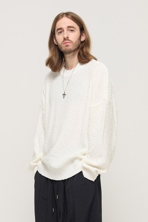 DROP BLOCK KNIT SEMI-OVERSIZED SWEATER (WHITE)