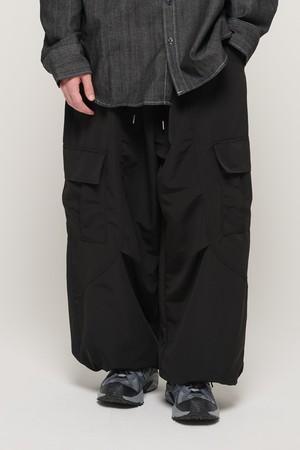 WIDE CARGO POCKET STRING BAND PANTS (BLACK)