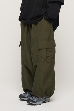 WIDE CARGO POCKET STRING BAND PANTS (KHAKI)