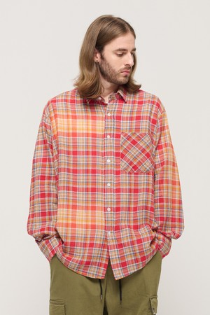 VINTAGE AMERICAN WASHING CHECK SHIRT (RED)