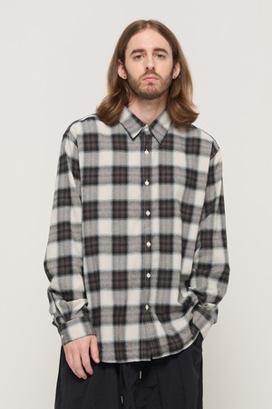 FLANNEL OMBRE LOOSE FIT CHECK SHIRT (BLACK)