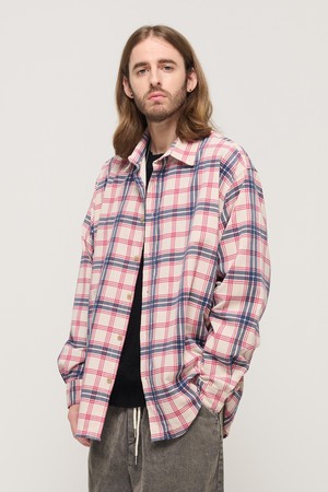 CORDUROY CLASSIC LOOSE FIT CHECK SHIRT (IVORY)