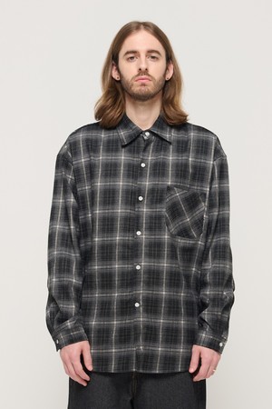 PREMIUM FLANNEL SEMI-OVERSIZED CHECK SHIRT (BLACK)