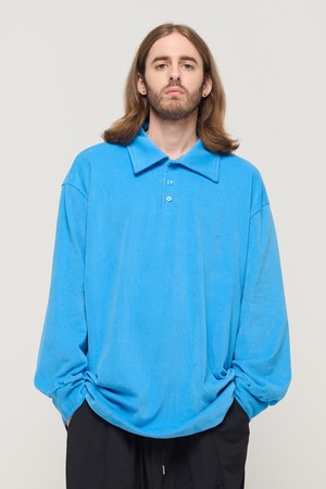 PULLOVER OVERSIZED LONG SLEEVE COLLAR T-SHIRT (BLUE)