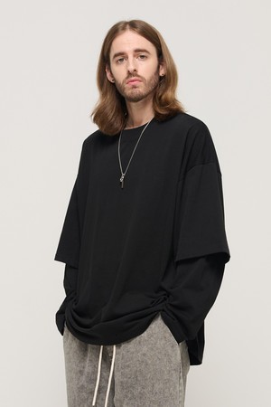 DESIGN YOUTH LAYERED OVERSIZED T-SHIRT (BLACK)