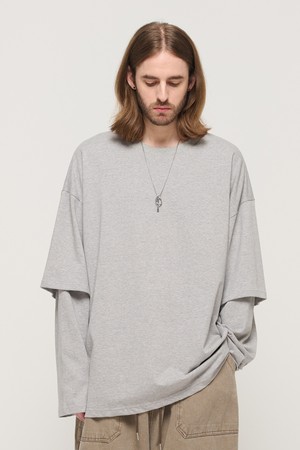 DESIGN YOUTH LAYERED OVERSIZED T-SHIRT (GRAY)