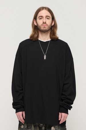 PATTERN URBAN DESIGN OVER FIT LONG SLEEVE SHIRT (BLACK)