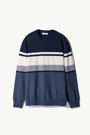 소프트터치_패턴 라운드니트 네이비