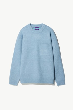포켓 라운드 니트 블루 (오버핏)