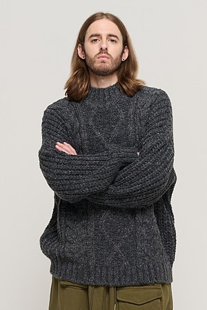 SEMI-OVERSIZE CABLE MOCKNECK SWEATER (CHARCHOL)