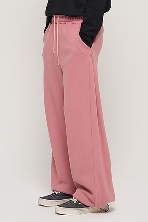 SIDE PINTUCK STANDARD SEMI-WIDE STRING PANTS (PINK)