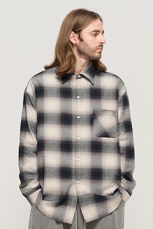 OMBRE FLANNEL CHECK SHIRT (BLACK)