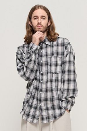 GRANG OVERSIZED CHECK SHIRT (BLACK)