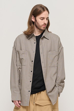 WESTERN GINGHAM OVER CHECK SHIRT (BROWN)